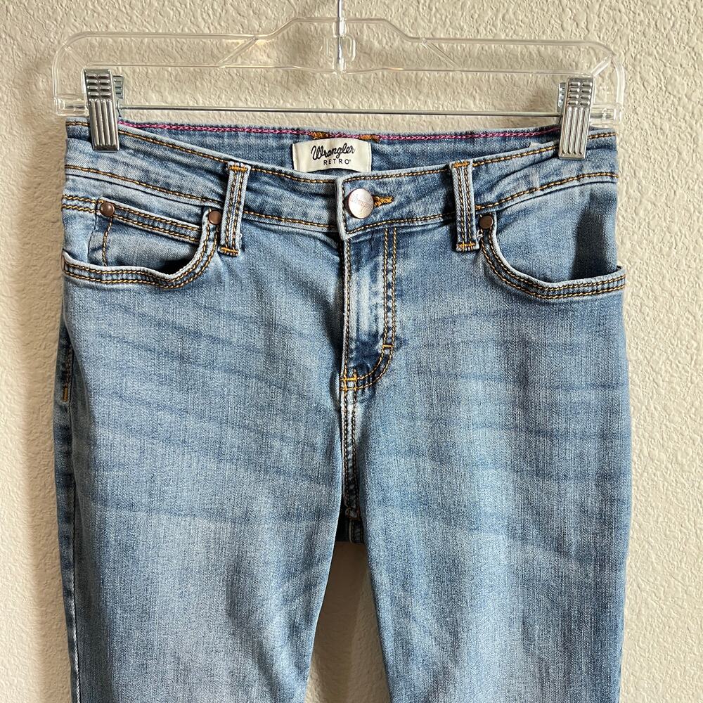 Wrangler Retro Mid Rise Bootcut Western Jeans Women's 5 Light Wash Stretch Long - Picture 2 of 7